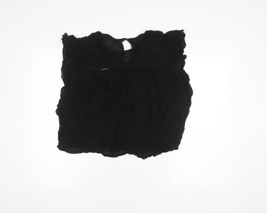 Womens UK Size 14 NEXT Black Cropped Blouse