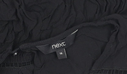 Womens UK Size 14 NEXT Black Cropped Blouse