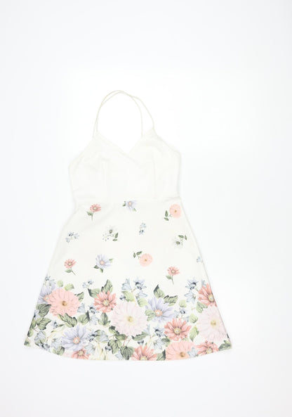 New Look Women's Multicoloured Floral A-Line Dress Size 8