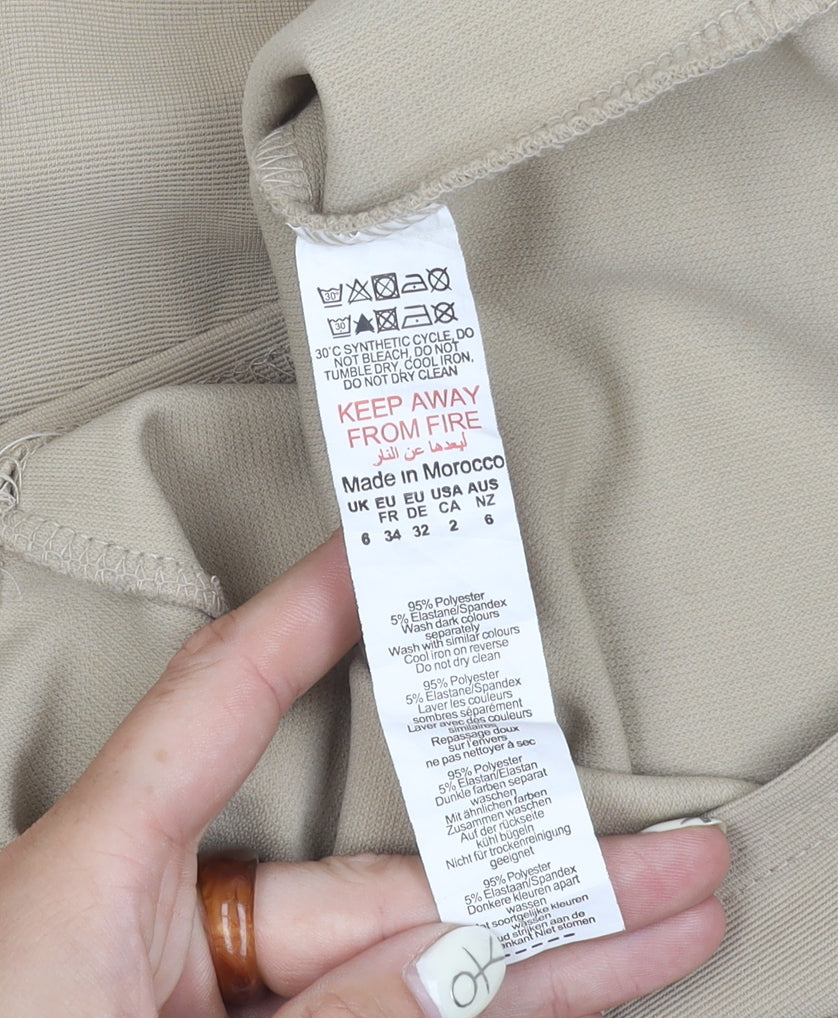 PrettyLittleThing Women's Beige Long Sleeve Dress