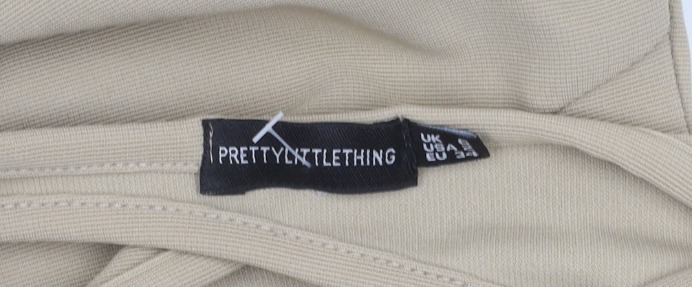 PrettyLittleThing Women's Beige Long Sleeve Dress