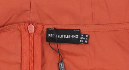 PrettyLittleThing Women's Orange Short Puff Sleeve Dress