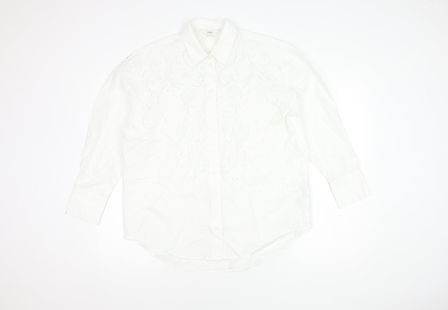 Womens UK Size 12 Marks and Spencer White  Button-Up
