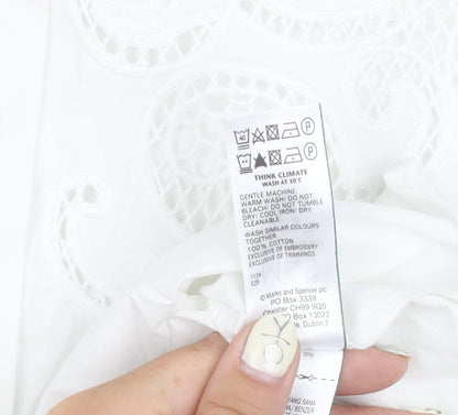 Womens UK Size 12 Marks and Spencer White  Button-Up