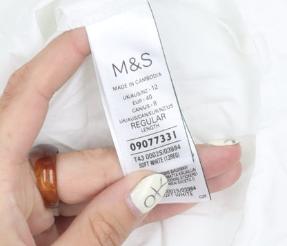Womens UK Size 12 Marks and Spencer White  Button-Up