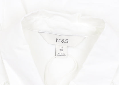 Womens UK Size 12 Marks and Spencer White  Button-Up
