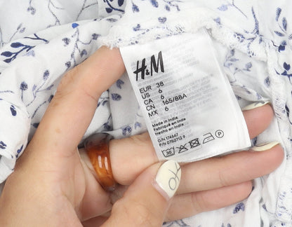 Womens UK Size 10 H&M White Kimono Blouse