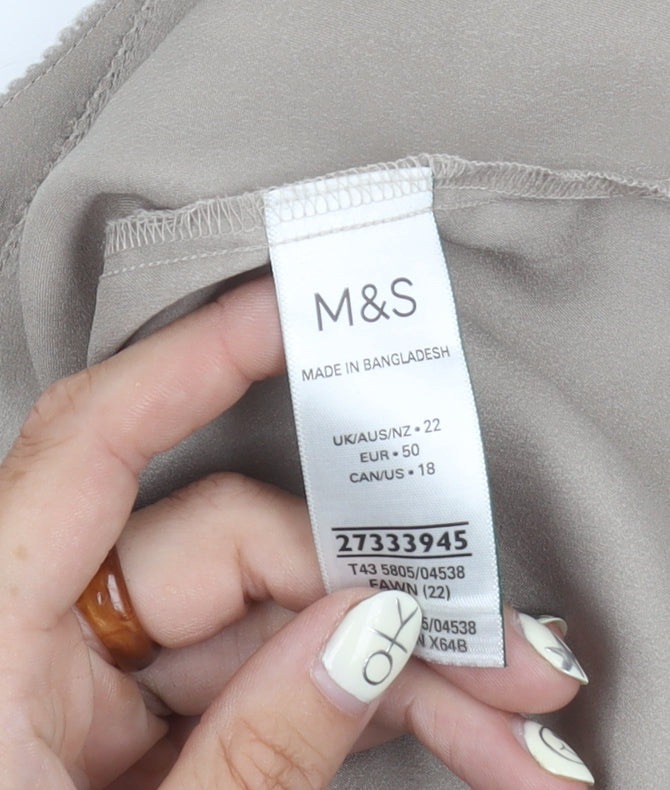 Womens UK Size 22 Marks and Spencer Beige Basic Tank