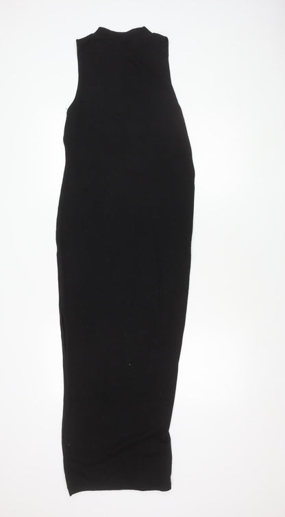Pull&Bear Women's Black Sleeveless Mock Neck Dress
