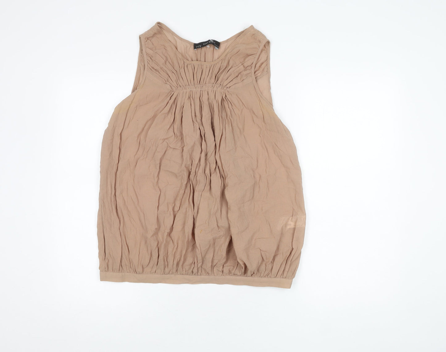 Womens UK Size 8 Zara Basic Beige Basic Tank