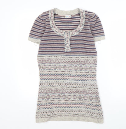 Womens UK Size 8 Marks and Spencer Multicoloured Henley Jumper
