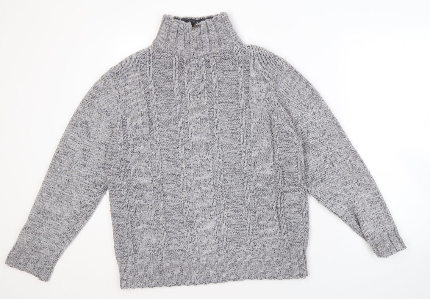 Marks and Spencer Men’s Grey High Neck Jumper, S