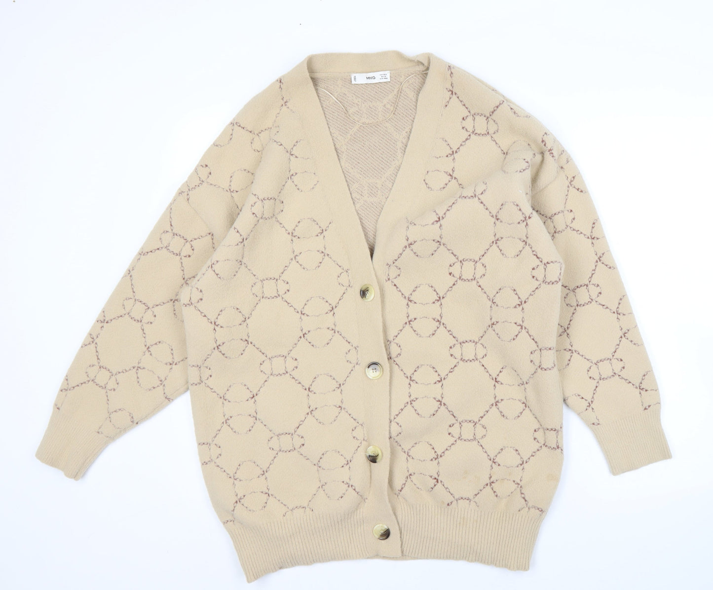 Womens UK Size 10 MNG Beige Cardigan Jumper