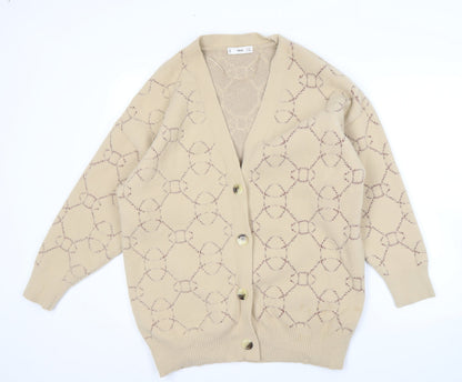 Womens UK Size 10 MNG Beige Cardigan Jumper