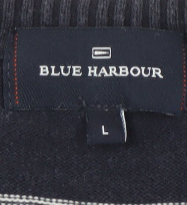 Marks and Spencer Men's Blue Striped Pullover Jumper L