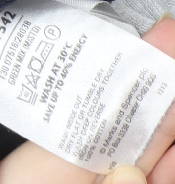 Marks and Spencer Men's Green Striped Pullover Jumper - M