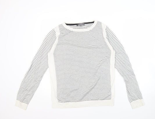 Limited Collection Women's White Striped Jumper, Size 14