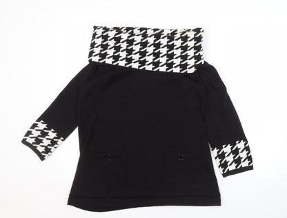 Sandra Darren Women's Black Cowl Neck Pullover L