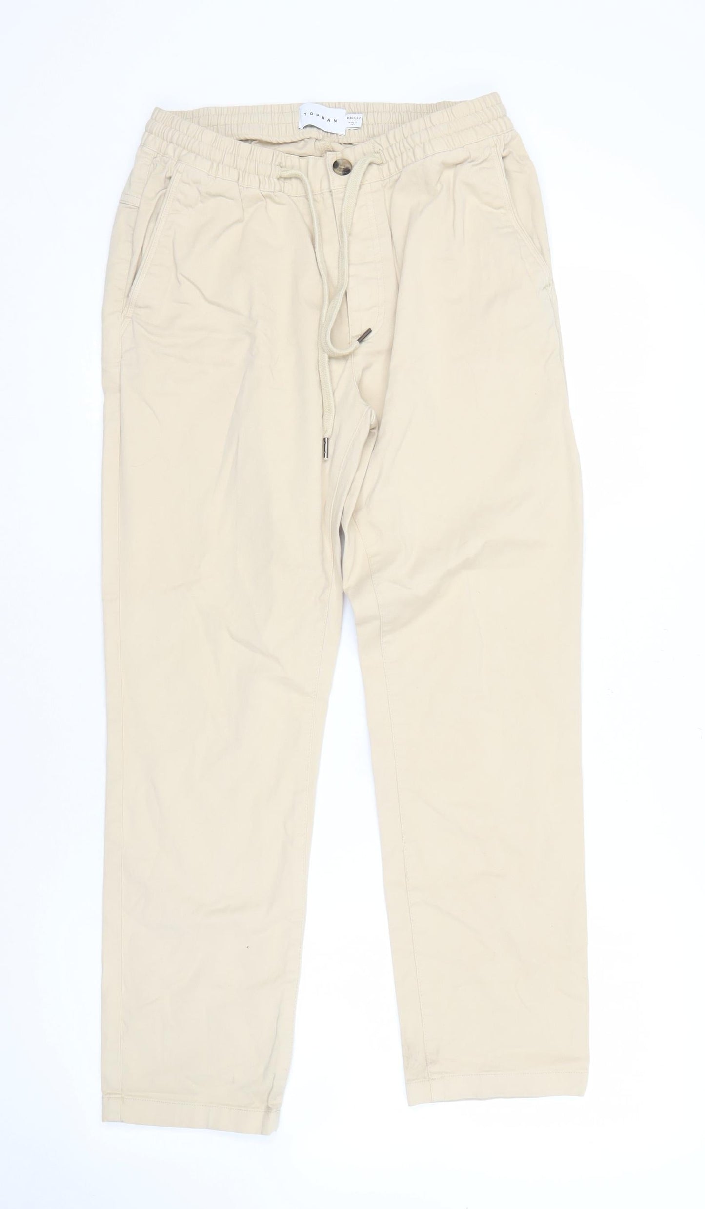 Topman Beige Men's Mid-Rise Trousers Size M