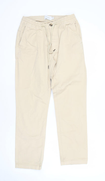 Topman Beige Men's Mid-Rise Trousers Size M