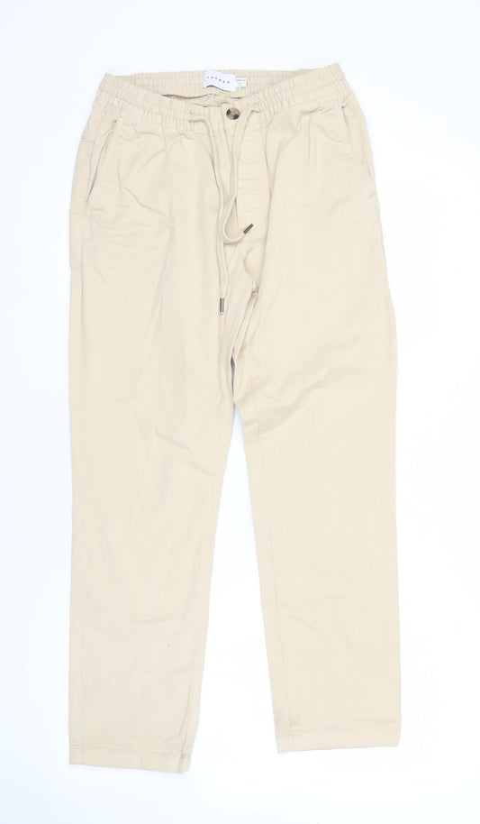 Topman Beige Men's Mid-Rise Trousers Size M