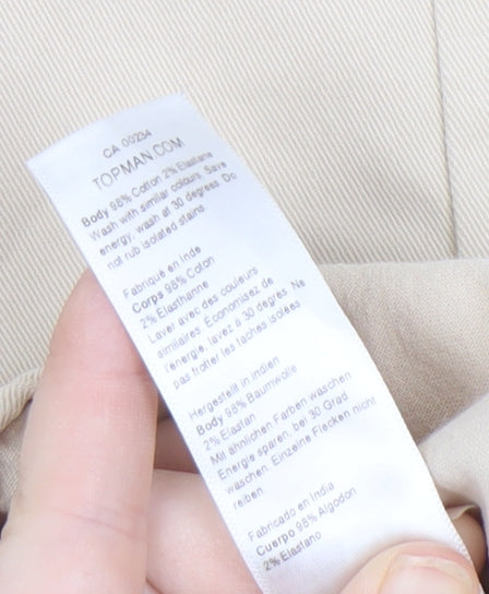 Topman Beige Men's Mid-Rise Trousers Size M