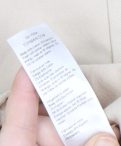 Topman Beige Men's Mid-Rise Trousers Size M