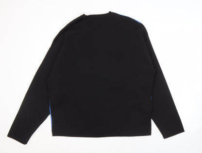 Bershka Men's Black Blue Pullover Jumper Size M