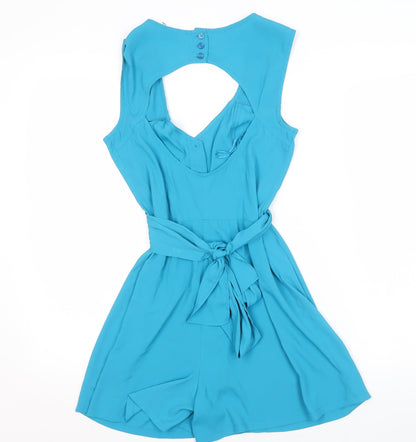 Miss Selfridge Women's Blue Sleeveless Playsuit Size 8
