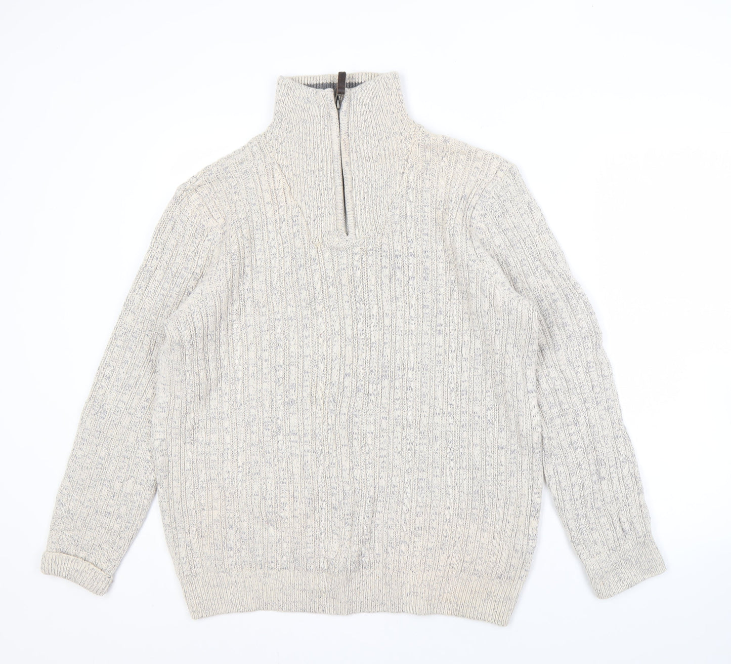 Maine New England Men's Grey M Cable-Knit Jumper