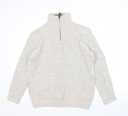 Maine New England Men's Grey M Cable-Knit Jumper