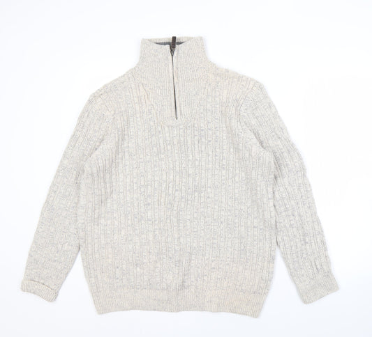 Maine New England Men's Grey M Cable-Knit Jumper