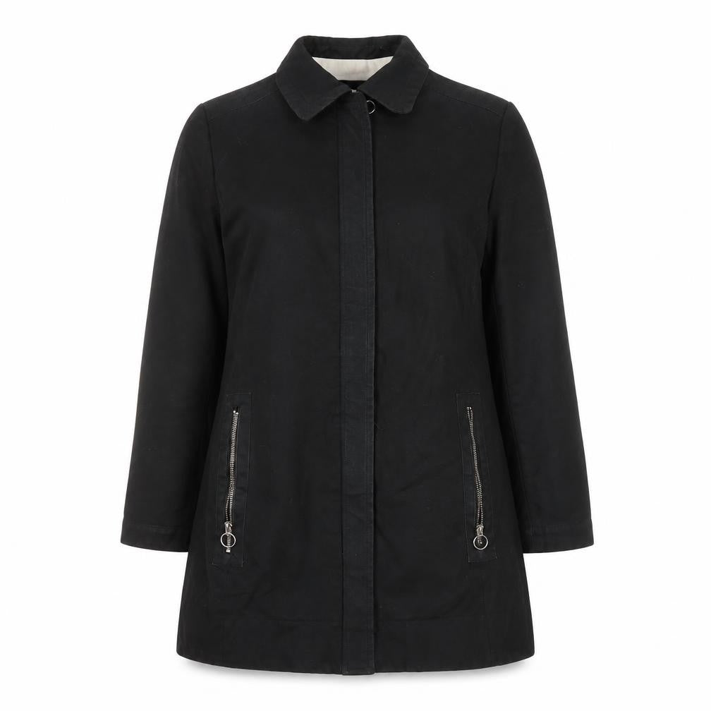 Womens UK Size L Zara Basic Black Overcoat