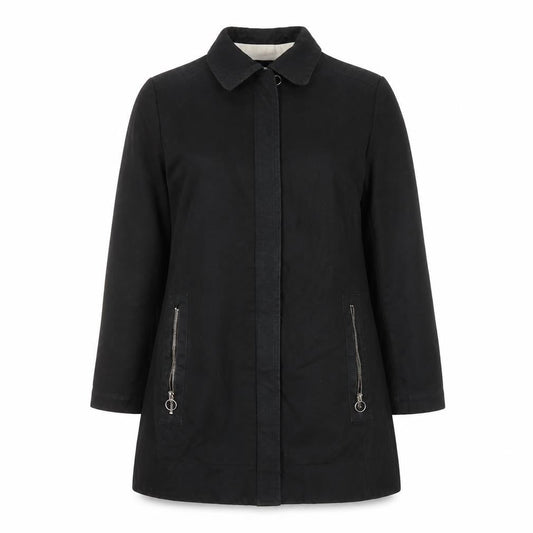 Womens UK Size L Zara Basic Black Overcoat