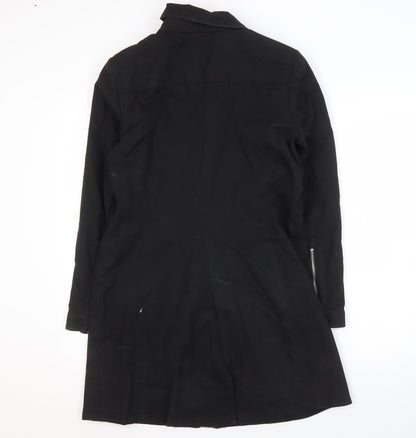 Womens UK Size L Zara Basic Black Overcoat