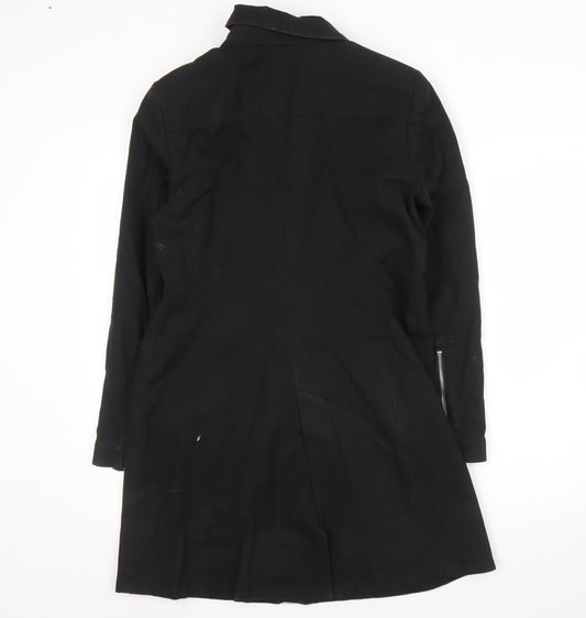 Womens UK Size L Zara Basic Black Overcoat