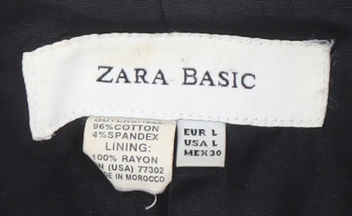Womens UK Size L Zara Basic Black Overcoat