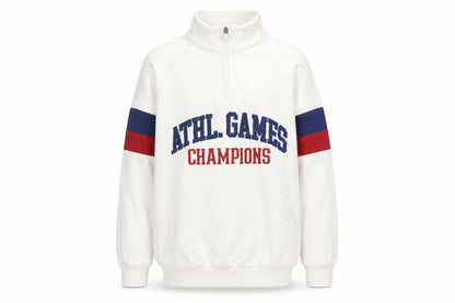 Front view of Marks & Spencer boys’ white 1/4 zip sweatshirt 15-16yrs