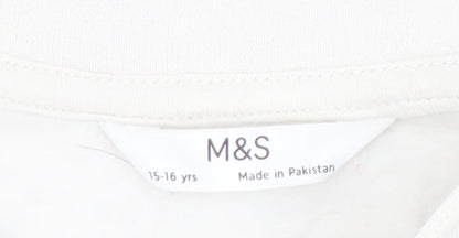 Marks and Spencer Boys White 1/4 Zip Sweatshirt 15-16Yrs