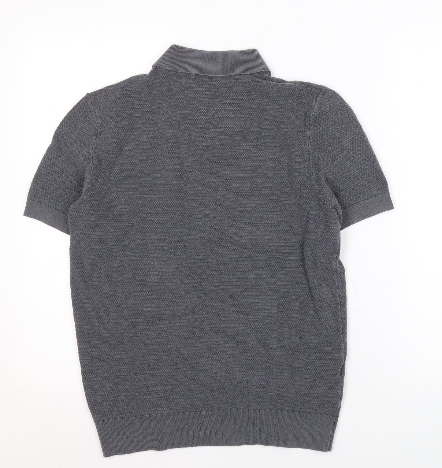 MNG Men's Grey Short Sleeve Polo M Knit Casual