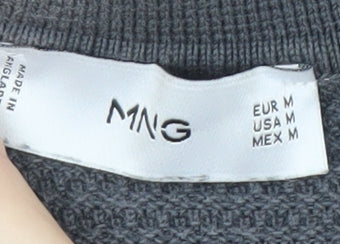 MNG Men's Grey Short Sleeve Polo M Knit Casual