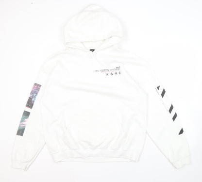 Mens UK Size M River Island White Pullover Hoodie