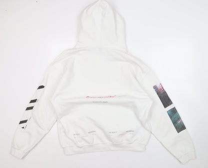 Mens UK Size M River Island White Pullover Hoodie