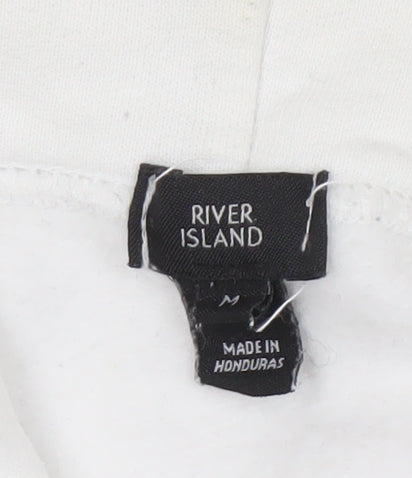 Mens UK Size M River Island White Pullover Hoodie