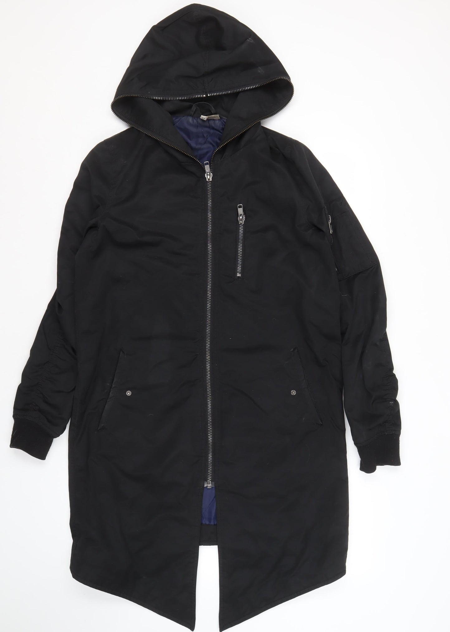 Black Women's Parka Coat Size 8 with Full Zip