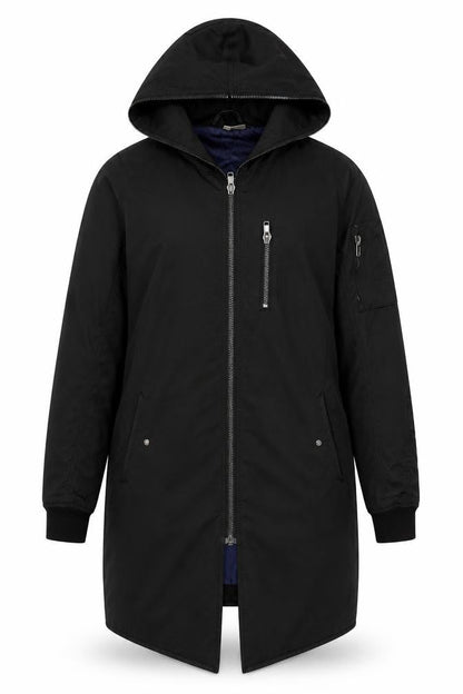 Black Women's Parka Coat Size 8 with Full Zip