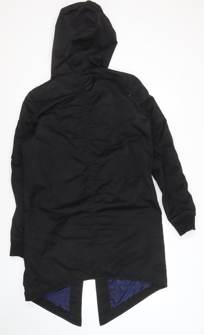 Black Women's Parka Coat Size 8 with Full Zip