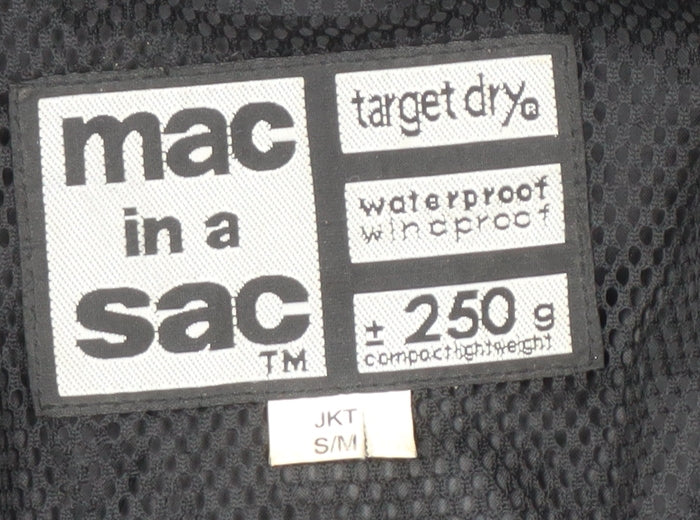 Mens UK Size S/M mac in a sac Black Rain Coat