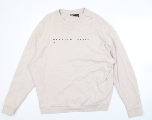 Mens UK Size M ASOS DESIGN Beige Pullover Sweatshirt