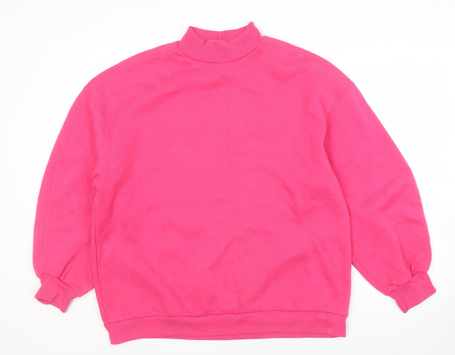 Bershka Women's Pink Mock Neck Pullover Sweatshirt - M